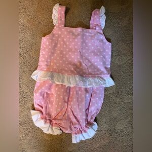 Pink and White Polka Dot Ruffle Outfit